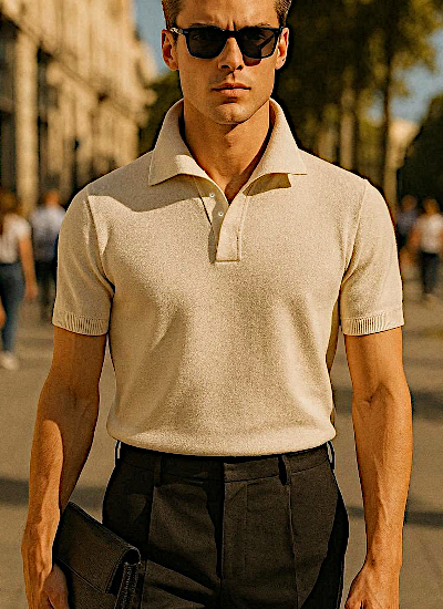 Short-Sleeves Summer Poloshirt Made By Fashion Designer Amft