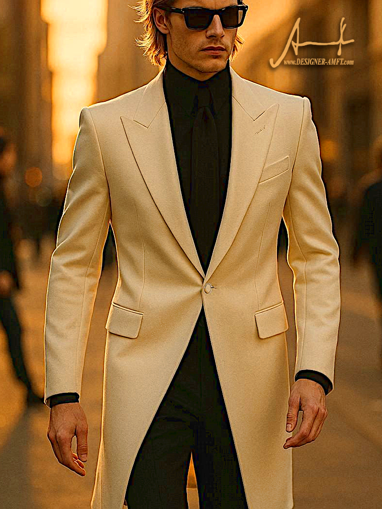 Contrast Long Combination Classic Suit made by Highfashion Designer Amft