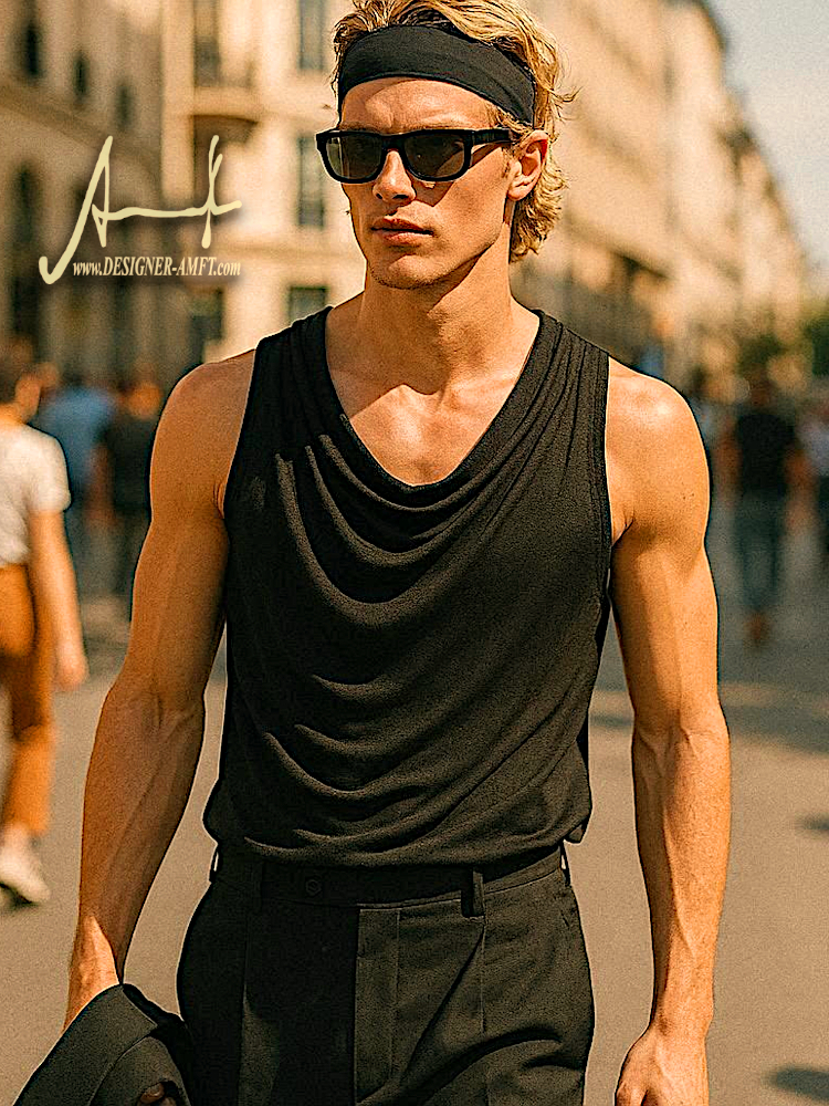 Casual Draped Tank Shirt made by Fashion Designer Amft